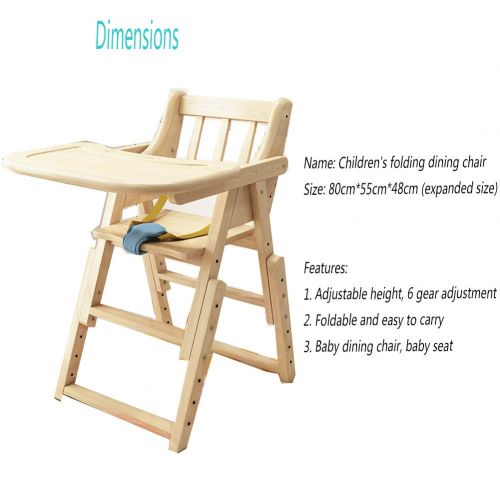  MEETGG Baby Dinning Chair Folding Highchair Travel Booster Seat with Tray Portable Foldable Infant Feeding Chair (Natural All Wood)