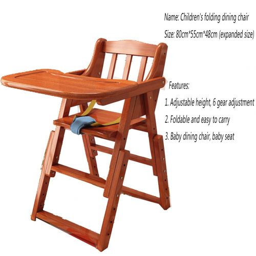  MEETGG Folding Highchair Baby Dinning Chair Travel Booster Seat with Tray Portable Foldable Infant Feeding Chair (Natural All Wood)