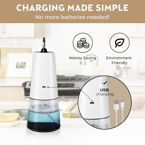  MEFASO Automatic Soap Dispenser, Touchless Foaming Soap Dispenser, Stainless Steel Nozzle, Infrared Sensor, Rechargeable, for Bathroom Kitchen 8.45 oz/250ml, White