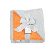MEG ORIGINAL Orange & Gray Minky Dot Baby Blanket, 1364