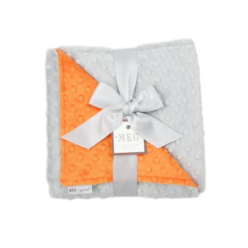  MEG ORIGINAL Orange & Gray Minky Dot Baby Blanket, 1364