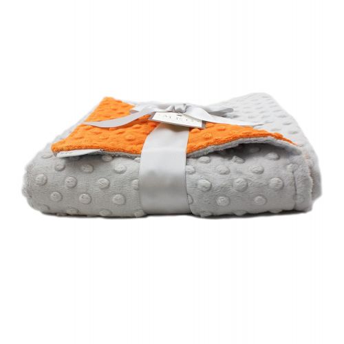  MEG ORIGINAL Orange & Gray Minky Dot Baby Blanket, 1364