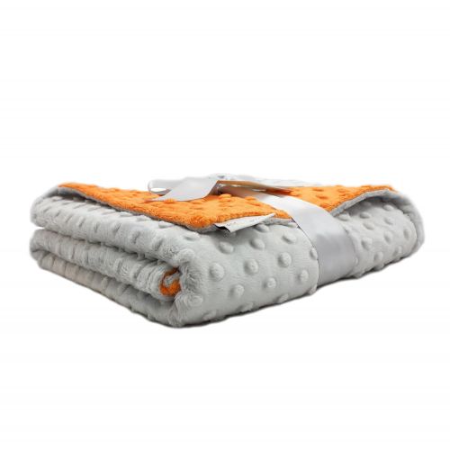  MEG ORIGINAL Orange & Gray Minky Dot Baby Blanket, 1364