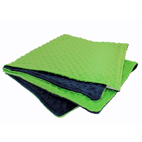  MEG Original Navy Blue & Lime Green Minky Dot Baby Blanket 972