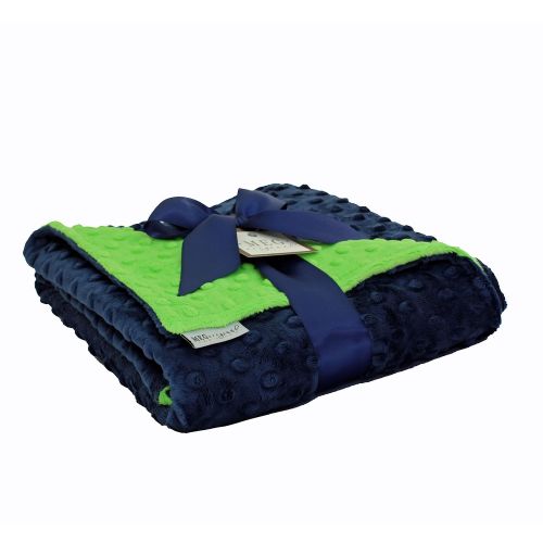  MEG Original Navy Blue & Lime Green Minky Dot Baby Blanket 972