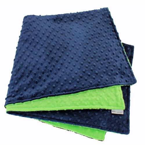  MEG Original Navy Blue & Lime Green Minky Dot Baby Blanket 972