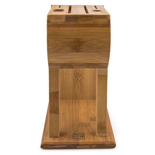  MEGALOWMART 6 Slot Bamboo Wood Kitchen Knife Block Stand Holder