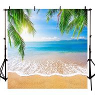 MEHOFOTO Photo Booth Backdrop Tropical Beach Blue Sky Sea Coconut Tree Leaves Photography Studio Backgrounds 10X10ft
