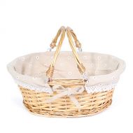 MEIEM Wicker Basket Gift Baskets Empty Oval Willow Woven Picnic Basket Cheap Easter Candy Basket Storage Wine Basket with Handle Egg Gathering Wedding Basket (Natural)