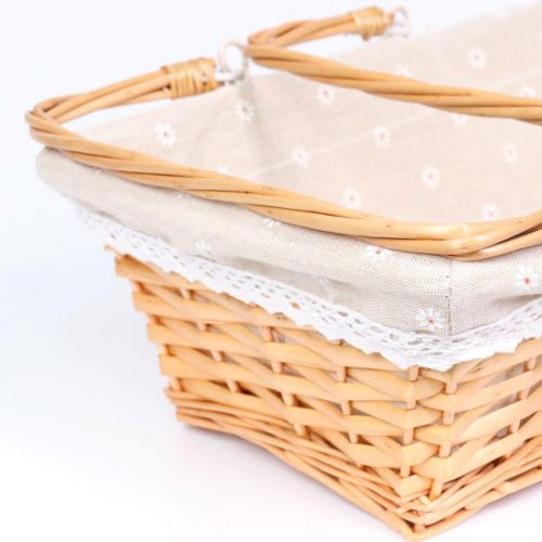  MEIEM Wicker Basket Gift Baskets Empty Rectangular Willow Woven Picnic Basket Easter Candy Basket Large Storage Basket Wine Basket with Handle Egg Gathering Wedding Basket (Natural