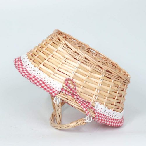  MEIEM Wicker Basket Gift Baskets Empty Oval Willow Woven Picnic Basket Easter Candy Basket Large Storage Basket Wine Basket with Handle Egg Gathering Wedding Basket (Pink)