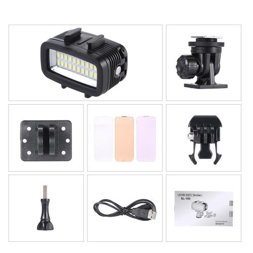  MEIKON SL-100 700LM Diving Video Fill-in Light LED Lighting Lamp Waterproof 40M 1900mAh Built-in Rechargeable Battery with Diffuser for GoPro SJCAM Xiaomi Yi Sports Action Camera