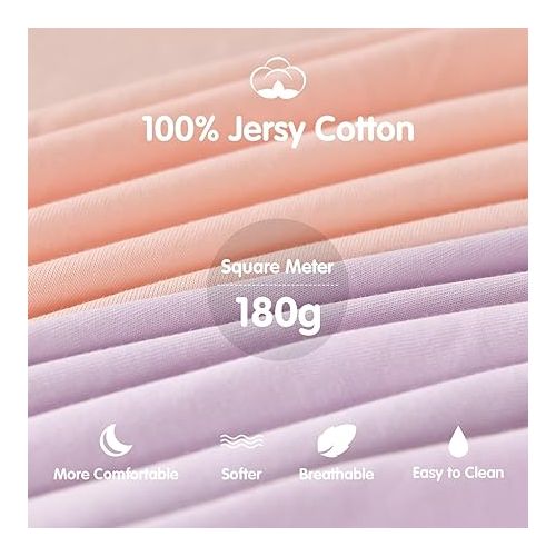  MEILA Bassinet Fitted Sheets Compatible with RONBEI Bassinet & Baby Delight Beside Me Nova, 100% Jersey Cotton Beside Bassinet Sheet for Baby Girl, Pack of 2, 33x20 (Light Pink+Lilac)