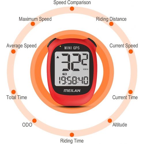  MEILAN M3 Mini GPS Bike Computer,GPS Speedometer, Wireless Cycling Computer Bike Odometer Bicycle Speedometer and Odometer Waterproof Bicycle Computer Waterproof and Backlight,for