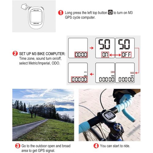  MEILAN M3 Mini GPS Bike Computer,GPS Speedometer, Wireless Cycling Computer Bike Odometer Bicycle Speedometer and Odometer Waterproof Bicycle Computer Waterproof and Backlight,for