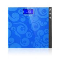 MEINI Bathroom Scales Large Blue LCD Step-On Technology Clouds Design Memory Function (Blue)
