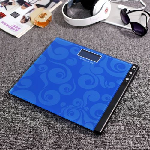  MEINI Bathroom Scales Large Blue LCD Step-On Technology Clouds Design Memory Function (Blue)