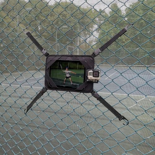  Meinuoke Tablet Chain Link Tennis Fence Mount for All 7-12.9 Tablets (iPad Mini Air Pro )- Cell Phone & Action Camera Backstop Mount for Gopro - Great for Baseball & Softball Games