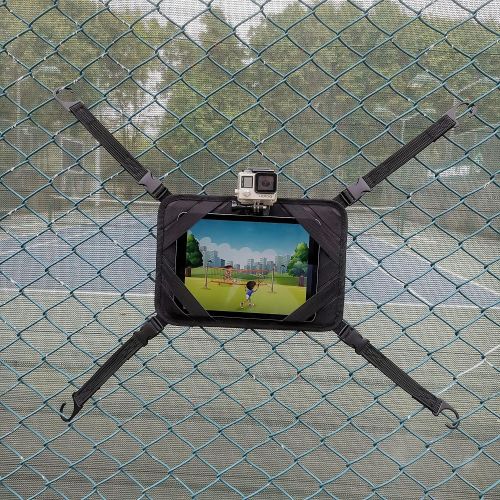  Meinuoke Tablet Chain Link Tennis Fence Mount for All 7-12.9 Tablets (iPad Mini Air Pro )- Cell Phone & Action Camera Backstop Mount for Gopro - Great for Baseball & Softball Games