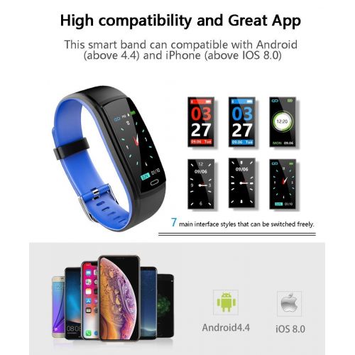  MEISHENG Fitness Tracker, Activity Tracker Watch with Heart Rate Monitor, Activity Tracker with Color Screen, Smart Bracelet with Sleep Monitor, IP67 Waterproof Smart Bracelet