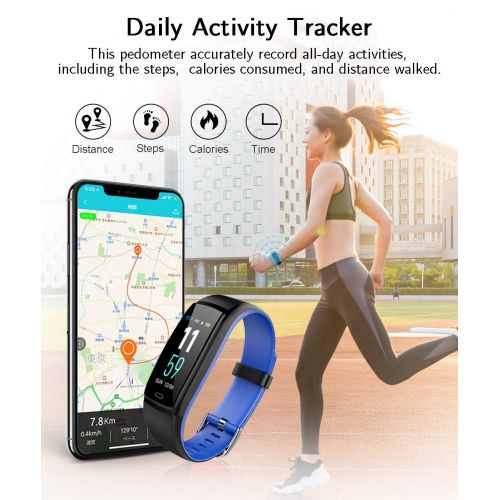  MEISHENG Fitness Tracker, Activity Tracker Watch with Heart Rate Monitor, Activity Tracker with Color Screen, Smart Bracelet with Sleep Monitor, IP67 Waterproof Smart Bracelet