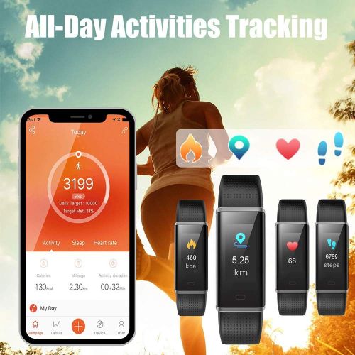  MEISHENG Fitness Tracker Color Screen, Activity Tracker with Heart Rate Monitor Watch, IP68 Waterproof, Sleep Monitor, Step Calorie Counter, Pedometer Wristband for Women Men Kids,