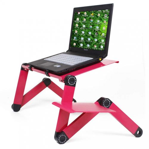  MEIZOKEN Portable Adjustable Laptop Standing Desk for Bed Sofa Folding Laptop Table Notebook Desk with Single Fan and Mouse Pad for Office