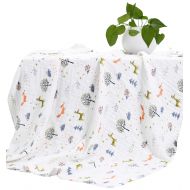 MEJU Fox Deer Rabbit Friends 6 Layer Bed Blanket Throw 100% Combed Cotton Muslin Pre-Washed Breathable Super Soft for Nursery Baby Toddler Kids Boys Girls Quilt Summer Gift (Animal