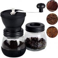 MEKBOK Manual coffee grinder,, stainless steel, tempered glass, ceramic core, adjustable grinder, use portable and durable coffee bean grinder to make fresh coffee, suitable for coffee lo