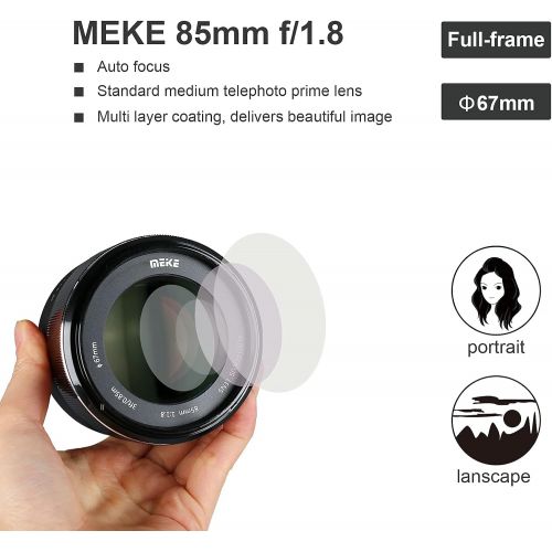  [아마존베스트]MEKE 85mm F1.8 Full Frame Auto Focus Lens for Canon EOS EF Mount Digital SLR Cameras