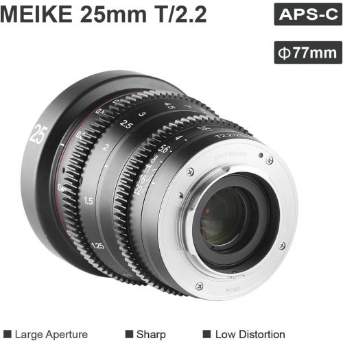  Meike 25mm T2.2 Large Aperture Manual Focus Prime Low Distortion Mini Cine Lens Compatible with Micro Four Thirds M43 MFT Cameras and BMPCC