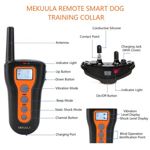  MEKUULA Dog Training Shock Collar for 2 Dogs - Rechargeable & Waterproof - 1000ft Pet Trainer Collars with Beep Vibration Shock for Small Medium Large Dogs