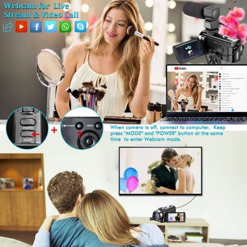  [아마존 핫딜]  [아마존핫딜]Video Camera Camcorder MELCAM 1080P 30FPS 24MP 3.0 Inch Screen Digital Camera with Microphone and Remote Control and 2 Rechargeable Batteries and Webcam Recorder