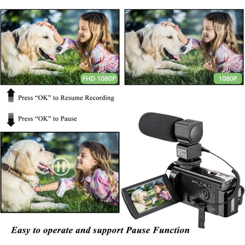  [아마존 핫딜]  [아마존핫딜]Video Camera Camcorder MELCAM 1080P 30FPS 24MP 3.0 Inch Screen Digital Camera with Microphone and Remote Control and 2 Rechargeable Batteries and Webcam Recorder