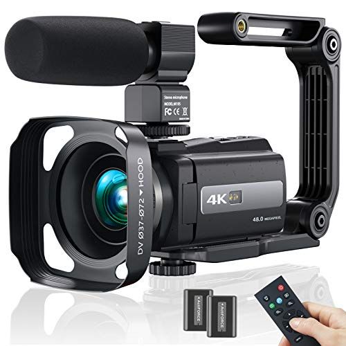  MELCAM 2021 New Upgraded Video Camera Camcorder, 4K WiFi Ultra HD 48MP Vlogging Recorder with IPS Touch Screen, IR Night Vision Digital Camcorder with Stabilizer, Mic, Remote Control, Len