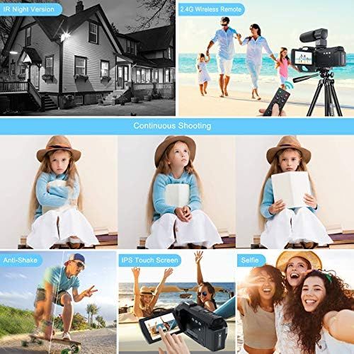  [아마존베스트]Videokamera Camcorder 4K, MELCAM Video Camcorder 30FPS fuer YouTube Vlogging Digitalkamera 16X Digital Zoom 3.0 IPS-Touchscreen IR Nachtsicht Camcorder mit Mikrofon,Fernbedienung,2