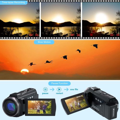 [아마존베스트]Videokamera Camcorder 4K, MELCAM Video Camcorder 30FPS fuer YouTube Vlogging Digitalkamera 16X Digital Zoom 3.0 IPS-Touchscreen IR Nachtsicht Camcorder mit Mikrofon,Fernbedienung,2