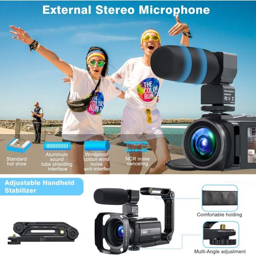  [아마존베스트]Videokamera Camcorder 4K, MELCAM Video Camcorder 30FPS fuer YouTube Vlogging Digitalkamera 16X Digital Zoom 3.0 IPS-Touchscreen IR Nachtsicht Camcorder mit Mikrofon,Fernbedienung,2