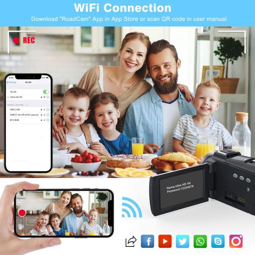  [아마존베스트]Videokamera Camcorder 4K, MELCAM Video Camcorder 30FPS fuer YouTube Vlogging Digitalkamera 16X Digital Zoom 3.0 IPS-Touchscreen IR Nachtsicht Camcorder mit Mikrofon,Fernbedienung,2