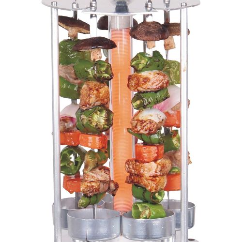  Melissa 16360017 Vertikaler Tischgrill fuer Doener, Schaschlik, Gemuese, Hahnchen, Gyros oder Doenerspiesse Dreh-Grill mit Schutzgitter inklusive 5 Spiesse,Glasfiber Heizroehre, 1000 Watt