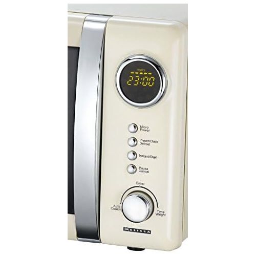  Melissa 16330108 Classico Mikrowelle Mikrowellenofen Retro-Design Metall-Gehause, 20 Liter Garraum, 700 Watt Mikrowellenleistung, Timer, 5 Leistungsstufen, Creme