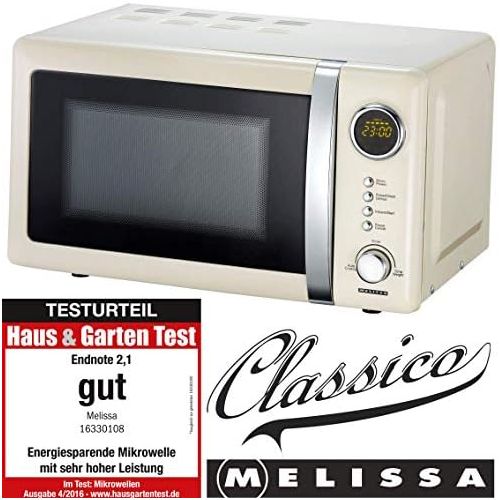  Melissa 16330108 Classico Mikrowelle Mikrowellenofen Retro-Design Metall-Gehause, 20 Liter Garraum, 700 Watt Mikrowellenleistung, Timer, 5 Leistungsstufen, Creme