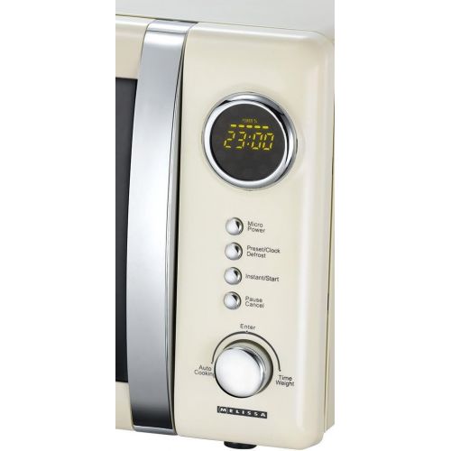  Melissa 16330108 Classico Mikrowelle Mikrowellenofen Retro-Design Metall-Gehause, 20 Liter Garraum, 700 Watt Mikrowellenleistung, Timer, 5 Leistungsstufen, Creme