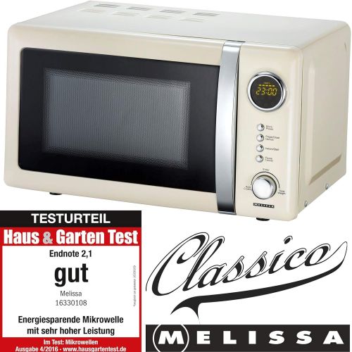  Melissa 16330108 Classico Mikrowelle Mikrowellenofen Retro-Design Metall-Gehause, 20 Liter Garraum, 700 Watt Mikrowellenleistung, Timer, 5 Leistungsstufen, Creme