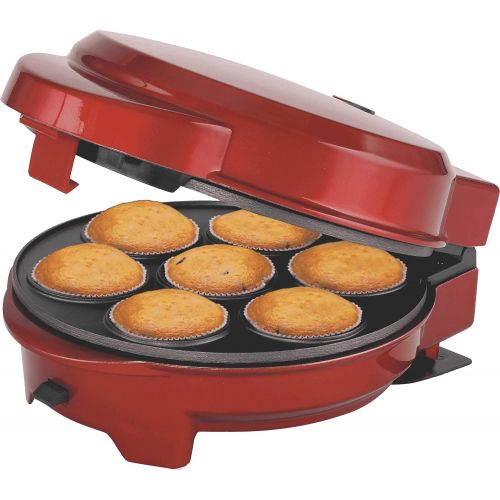  Melissa 16250072 3in1 Donut Muffin und Popcake-Maker 3 auswechselbare Backplatten, Rot Metallic