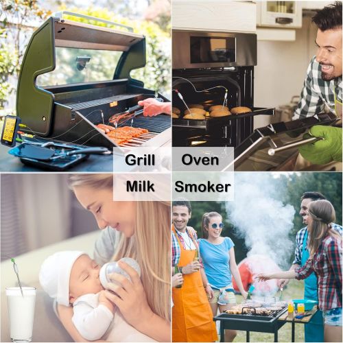  MELOPHY Bluetooth Meat Thermometer, Rechargeable Wireless BBQ Thermometer, 6 Probes Digital Cooking Thermometer for Oven Grill, Smart APP Control for Grilling, Smoker, Kitchen, Cake, Suppo