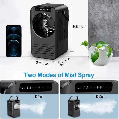  MELOPHY Portable Air Conditioner Mini, 600ML Personal Air Cooler Fan, 20X Cold Evaporative Personal Air Conditioner Fan w/ 3 Speeds,2/4 Timer, Desk Air Cooler Misting Fan for Small Room Ho