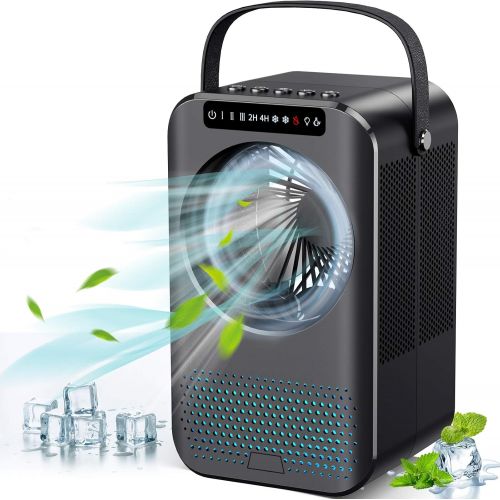  MELOPHY Portable Air Conditioner Mini, 600ML Personal Air Cooler Fan, 20X Cold Evaporative Personal Air Conditioner Fan w/ 3 Speeds,2/4 Timer, Desk Air Cooler Misting Fan for Small Room Ho