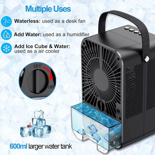  MELOPHY Portable Air Conditioner Mini, 600ML Personal Air Cooler Fan, 20X Cold Evaporative Personal Air Conditioner Fan w/ 3 Speeds,2/4 Timer, Desk Air Cooler Misting Fan for Small Room Ho