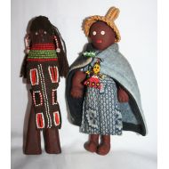 Unusual Beautiful Ethnic Dolls - One Wearing A Beaded doll - Wonderful Material / MEMsArtShop.
